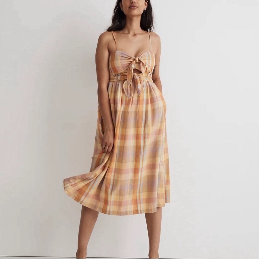 Madewell NWT Double-Tie Cutout Sweetheart Midi Dress size 8
